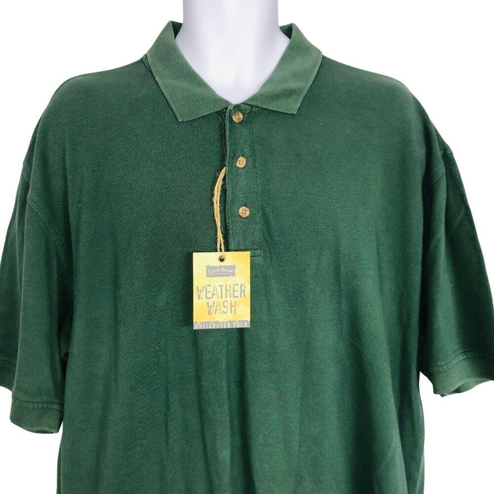 Vintage Club Room Mens Shirt L Green Polo Short Sleeve Weather Wash New